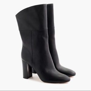 J.Crew Mid Calf Genuine Leather Boots stacked heel